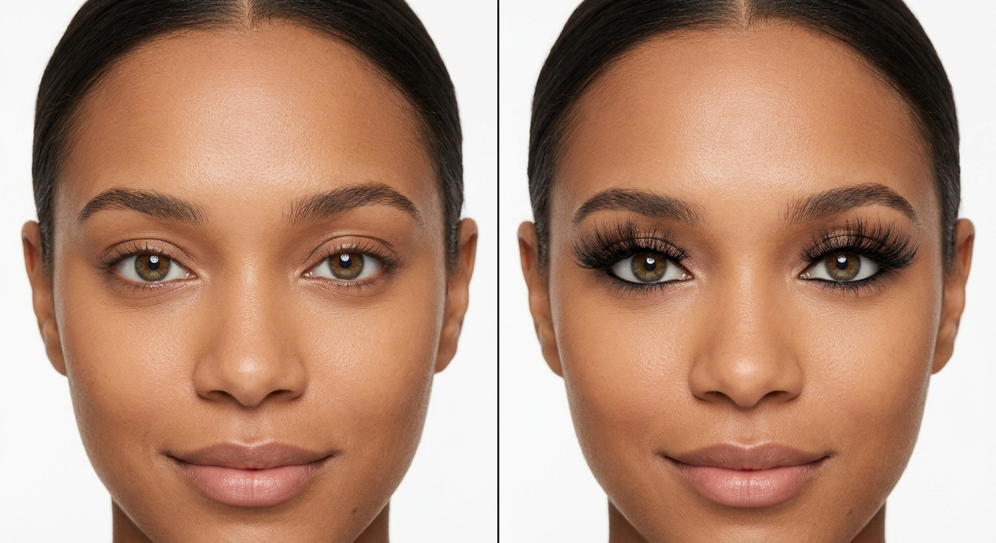 Before and after magnetic lashes